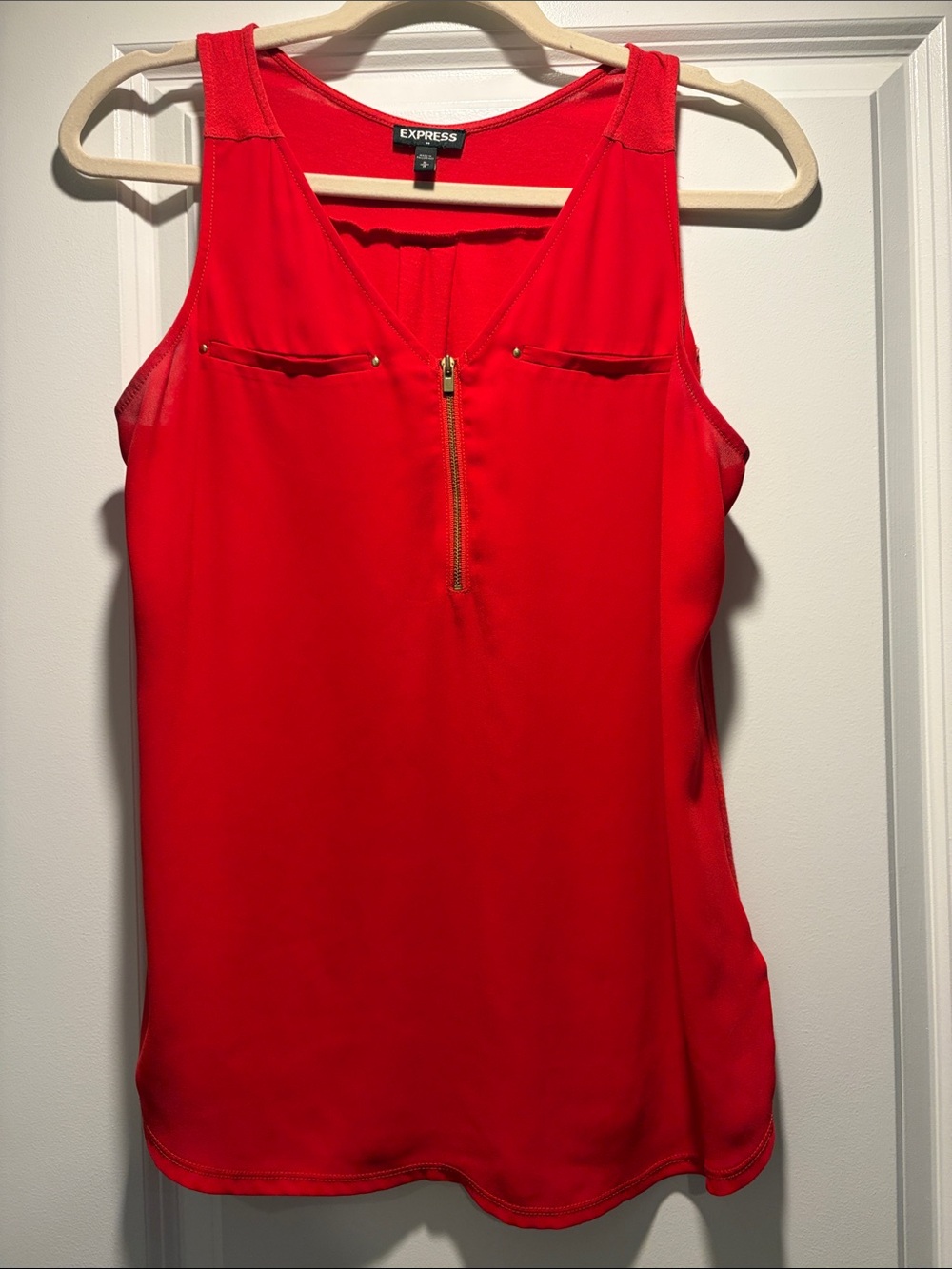 Express Red Zip-Front Sleeveless Camisole